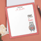 Valentijnsdag Owl Teacher Gift Notitieblok