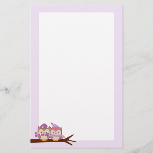 Valentijnsdag Owls Briefpapier (Voorkant)