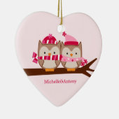 Valentijnsdag Owls Keramisch Ornament (Rechts)