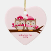 Valentijnsdag Owls Keramisch Ornament (Achterkant)