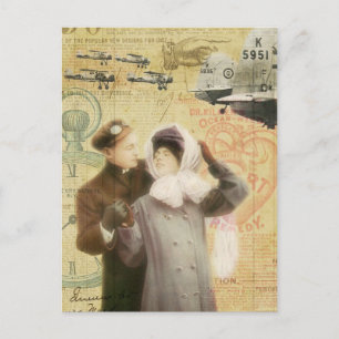  Valentijnsdag paar liefde vliegtuigen collage Feestdagenkaart