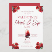 Valentijnsdag Paint en Sip Party Invitation Kaart (Voorkant / Achterkant)