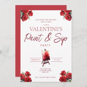 Valentijnsdag Paint en Sip Party Invitation Kaart