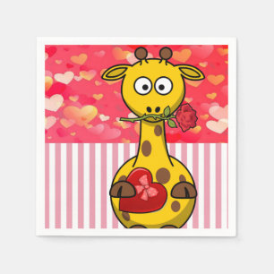 Valentijnsdag Paper Napkins, Giraffe Servet