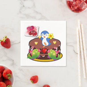 Valentijnsdag Paper Napkins, Penguin Hearts Servet