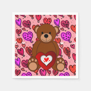 Valentijnsdag Paper Napkins, Teddy Bear Servet