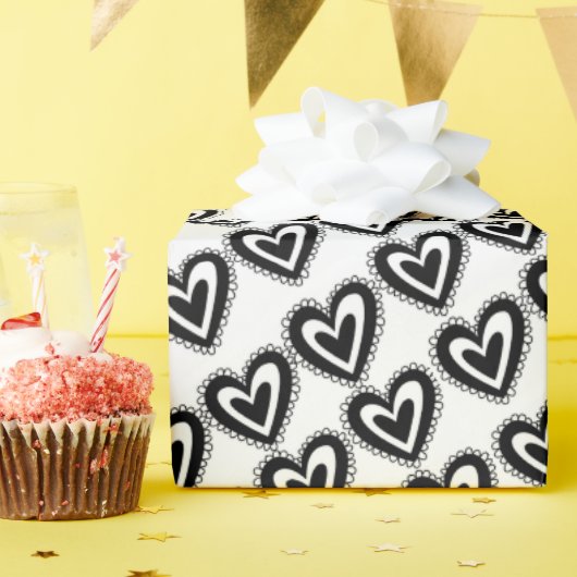 Valentijnsdag — Papier ompakken — zwart en wit — h (Verjaardagsfeest)