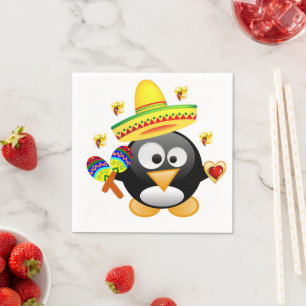 Valentijnsdag Papieren servetten, Pinguïn Hartjes Servet