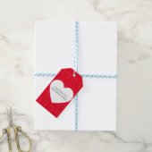 Valentijnsdag Party Hand Drawn Hearts White Red Cadeaulabel (Met Touw)