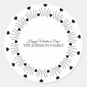 Valentijnsdag Party hand getekend hart cirkel Ronde Sticker