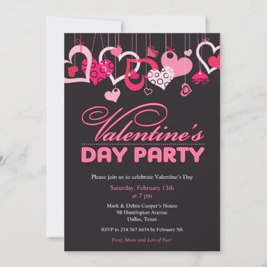 Valentijnsdag Party Invitation Flat Kaart (Voorkant)