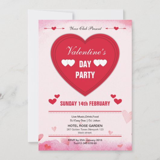 Valentijnsdag Party Invitation Flyer Kaart (Voorkant)