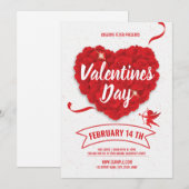 Valentijnsdag Party Invitation Flyer Kaart (Voorkant / Achterkant)