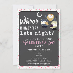 Valentijnsdag Party Late Night Owl thema Kaart