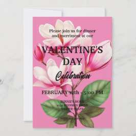 VALENTIJNSDAG PARTY MET ROZE BLOEMEN KAART