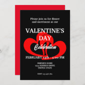 VALENTIJNSDAG PARTY MET TWEE HART IN ROZE KAART (Voorkant / Achterkant)