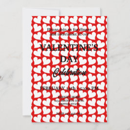 VALENTIJNSDAG PARTY MET WITTE HARTEN IN ROOD KAART