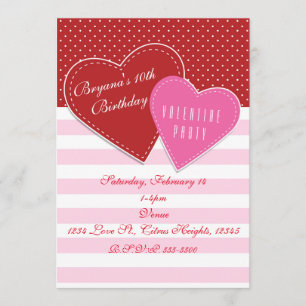 Valentijnsdag Party Red & Pink Hearts Invitations Kaart