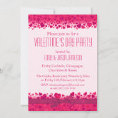 Valentijnsdag party roze harten uitnodiging (Achterkant)