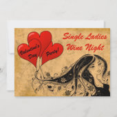 Valentijnsdag Party Single Dames Wine Night Kaart (Voorkant)