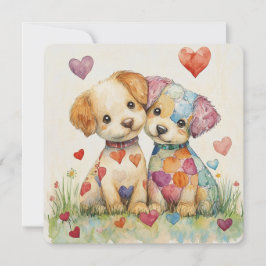 Valentijnsdag Patchwork Puppies Feestdagenkaart