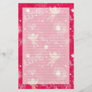 Valentijnsdag Patroon met Cupid Briefpapier