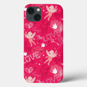 Valentijnsdag Patroon met Cupid iPhone 13 Hoesje
