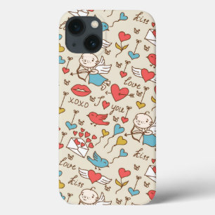 Valentijnsdag Patroon met Cupid iPhone 13 Hoesje