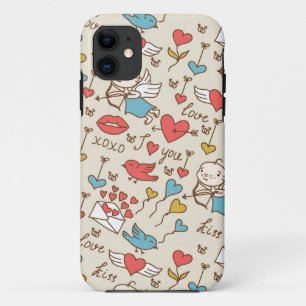Valentijnsdag Patroon met Cupid iPhone 11 Hoesje