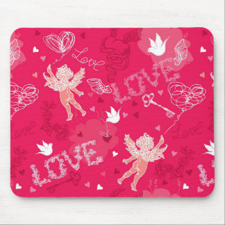 Valentijnsdag Patroon met Cupid Muismat