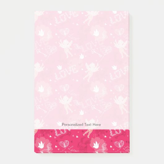 Valentijnsdag Patroon met Cupid Post-it® Notes (Voorkant)