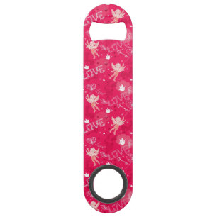 Valentijnsdag Patroon met Cupid Speed Flessenopener