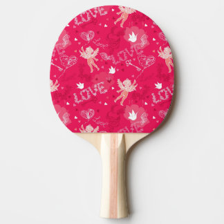 Valentijnsdag Patroon met Cupid Tafeltennisbatje