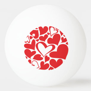 Valentijnsdag patroon met rode harten pingpongballen