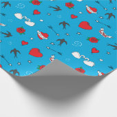 Valentijnsdag Patroon op blauw Cadeaupapier (Hoek)