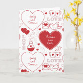 Valentijnsdag-patroon wenskaart - Rood op Wit Kaart (Gele Bloem)