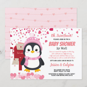 Valentijnsdag Penguin Girl Baby shower per post Kaart