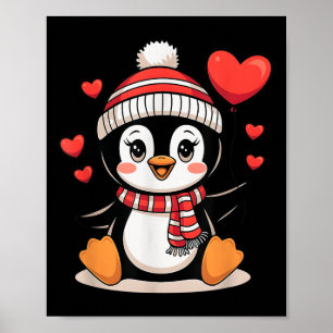Valentijnsdag Penguin Hartballon Schattige Poster