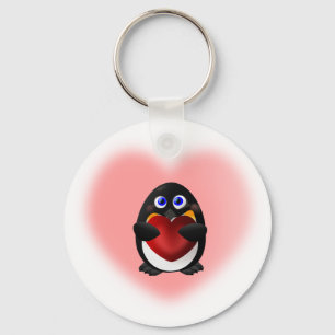 Valentijnsdag Penguin met hart Sleutelhanger