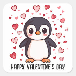 Valentijnsdag Penguin Vierkante Sticker
