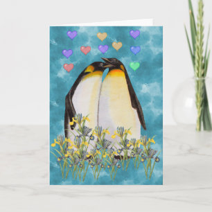 Valentijnsdag Penguins Feestdagen Kaart