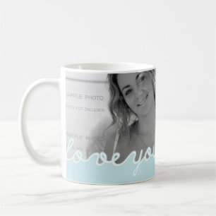 Valentijnsdag persoonlijke foto-liefde je blauw koffiemok