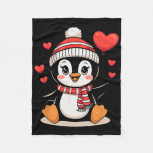 Valentijnsdag Pinguïn Hart Ballon Cute Fleece Deken