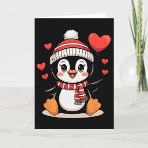 Valentijnsdag Pinguïn Hart Ballon Cute Kaart