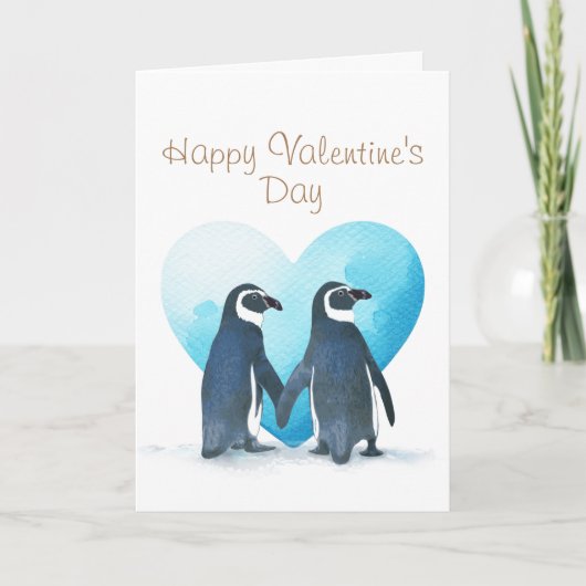 Valentijnsdag Pinguïns Kaart  (Voorkant)