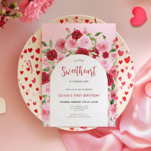 Valentijnsdag Pink Floral Arch Birthday Kaart