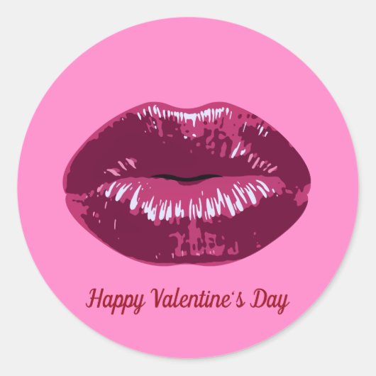 Valentijnsdag Pink Plum Kissinglips Sticker (Voorkant)