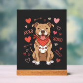 Valentijnsdag Pitbull Hond XOXO Liefde Design Acryl Bord (Neutraal)