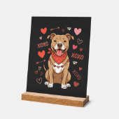 Valentijnsdag Pitbull Hond XOXO Liefde Design Acryl Bord (Hoek)