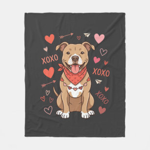 Valentijnsdag Pitbull Hond XOXO Liefde Design Fleece Deken
